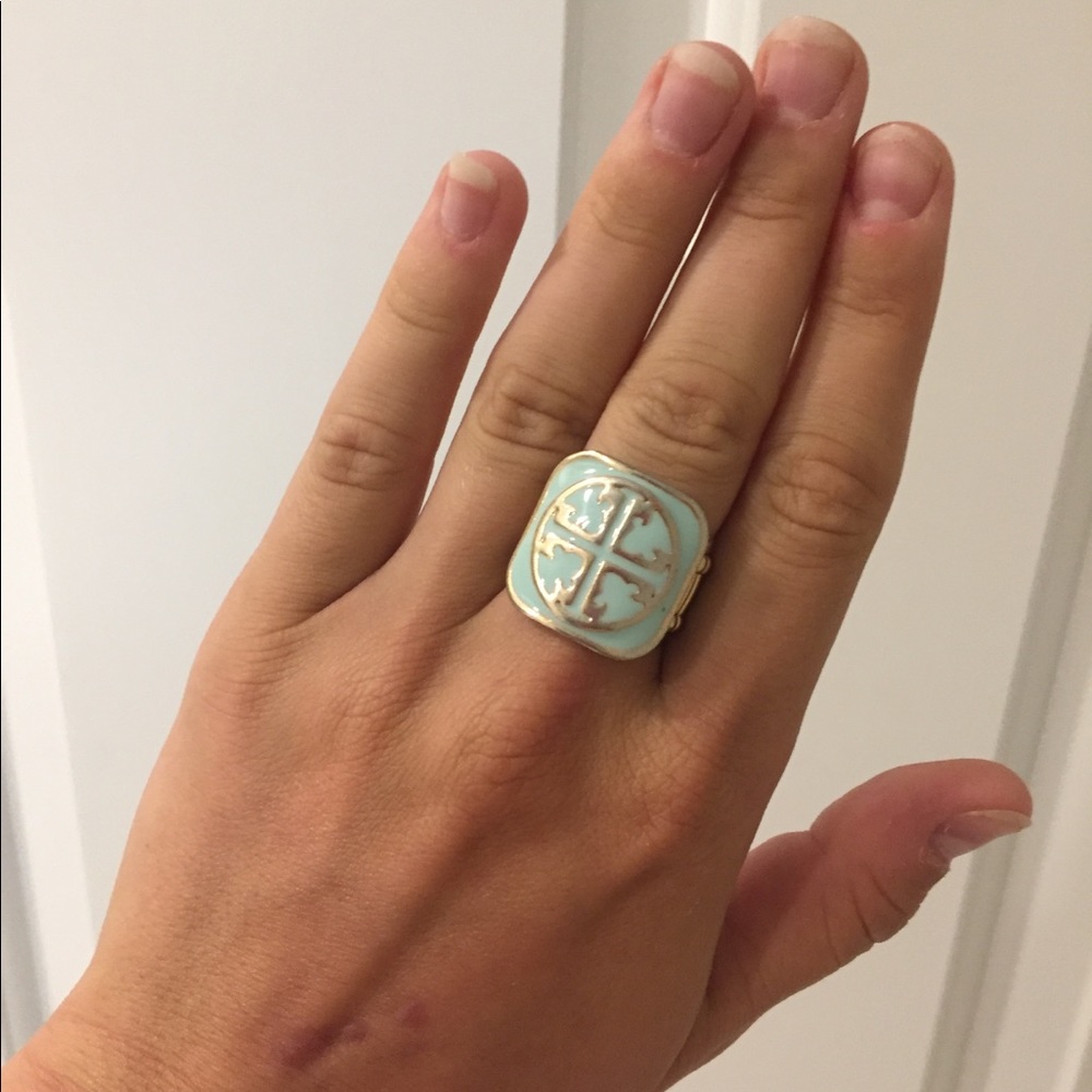 Tory Burch Elastic Band Turquoise Ring